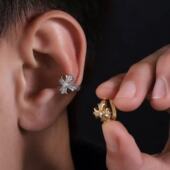 鸢尾花耳骨夹男士 高级感百搭精致小众无耳洞耳夹女耳饰假耳骨钉潮