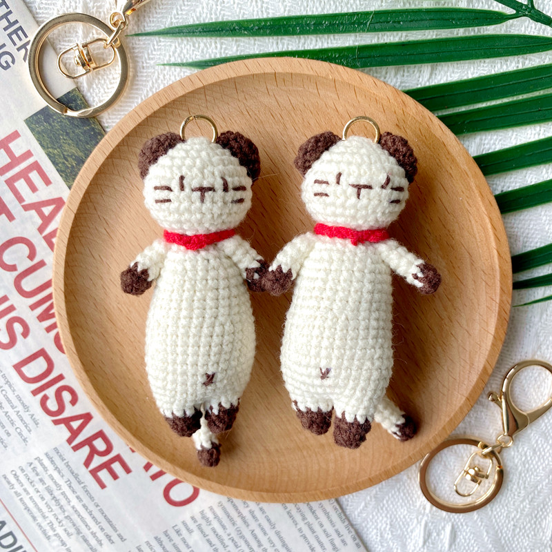 钩针猫条玩偶挂件diy编织材料包创意手工礼物包挂件小猫咪钥匙扣,服饰配件/皮带/帽子/围巾,DIY编织材料包,淘宝优惠券,粉丝福利购,淘宝优惠卷