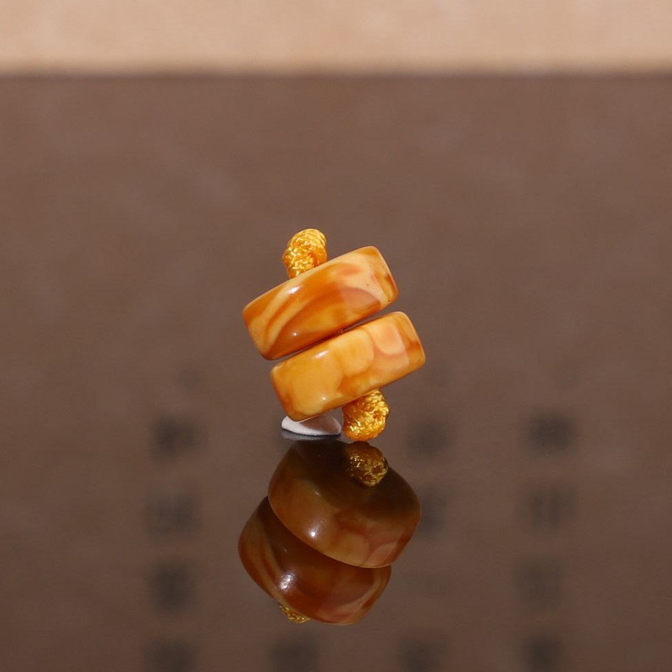 俄料老蜜蜡古董蜜蜡直切隔片对珠 8.1*3.5mm 精品垫片手链配珠G11
