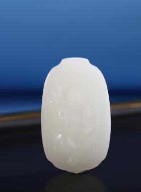 俄料和田玉白玉弥勒笑佛吊坠