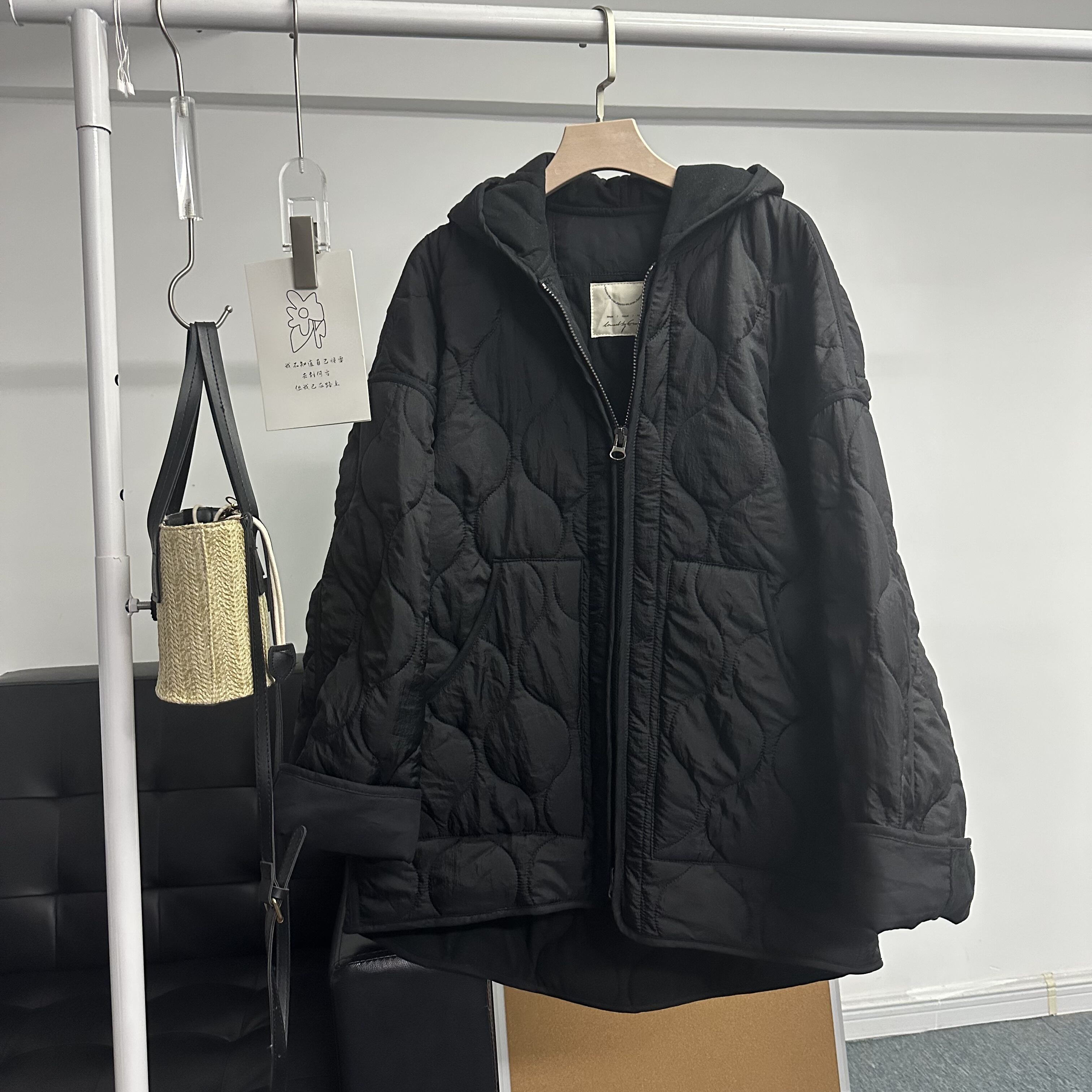 2025秋冬新款菱格绗缝连帽棉服外套女宽松休闲百搭保暖棉衣