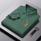 潮流体恤衫 男中年高档有领刺绣t恤爸爸秋季 polo衫 保罗100纯棉长袖