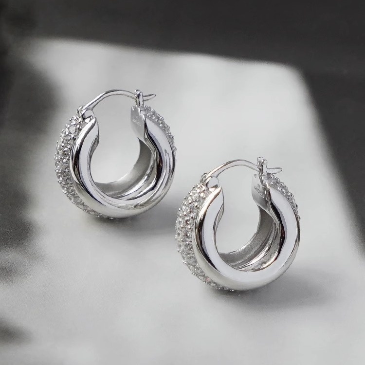 insensory 星暮系列 重叠纯银耳圈 原创设计师感气质个性耳环