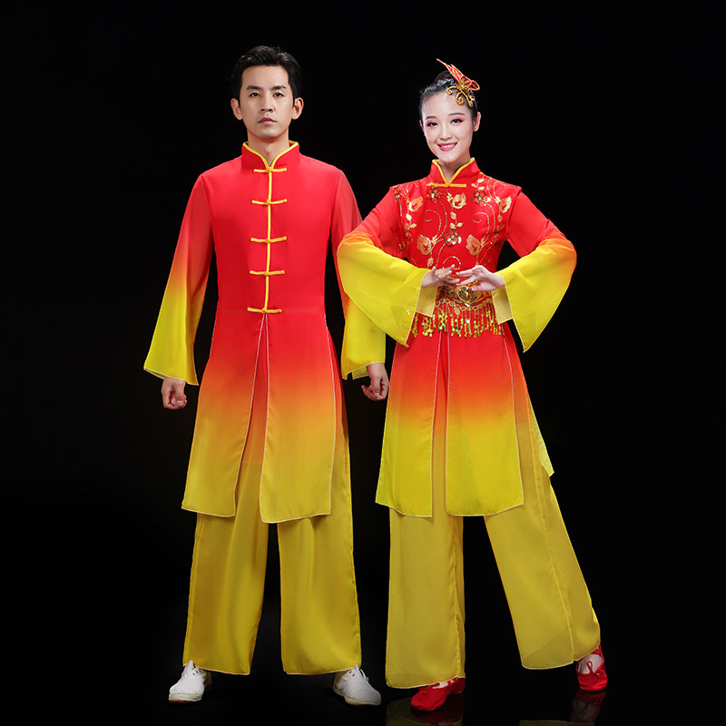 打鼓服扇子舞古典舞演出服中国风