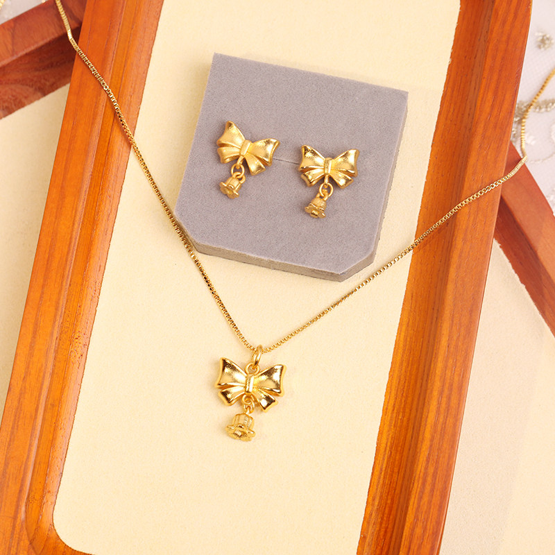 金店同款沙金蝴蝶结吊坠项链耳饰套装结婚饰品锁骨链送女友礼物,饰品/流行首饰/时尚饰品新,组合套装,淘宝优惠券,粉丝福利购,淘宝优惠卷