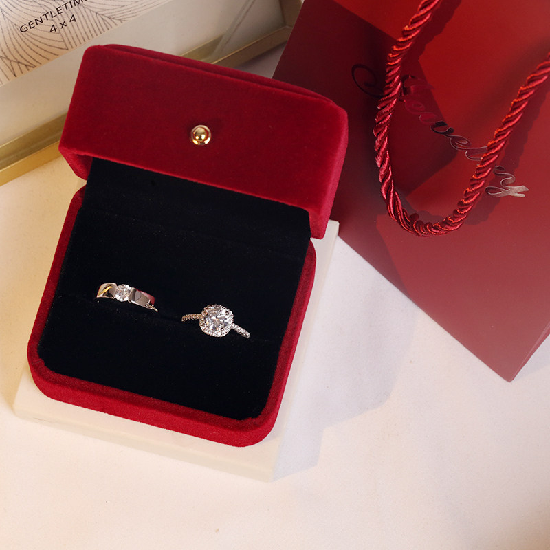 情侣仿真锆石戒指活口可调节大小