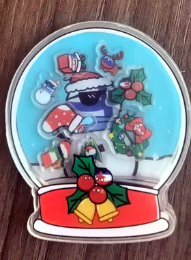 波兰球可爱卡通亚克力DIY摇摇乐圣诞款雪花水晶球造型动漫周边
