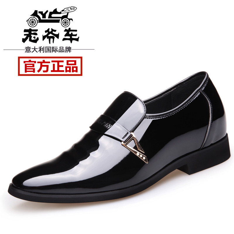 正品老爷车男鞋真皮商务休闲正装鞋中年皮鞋漆皮亮面高档男款鞋子