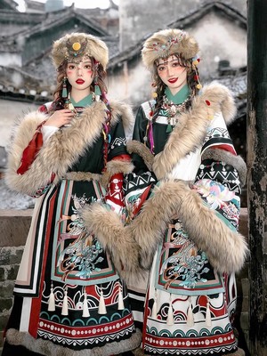 秋冬大毛领藏族服饰加厚