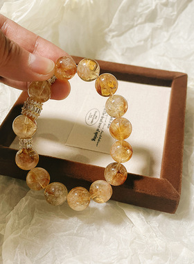 天然水晶手链女生黄塔晶手串送礼