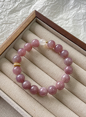 【冷月暮山紫】天然粉晶水晶手串