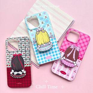 iphone13 15promax 13promax 适用于苹果iphone15 ChillTime原创居家少女系列磨砂手机壳手机支架高级可爱新款