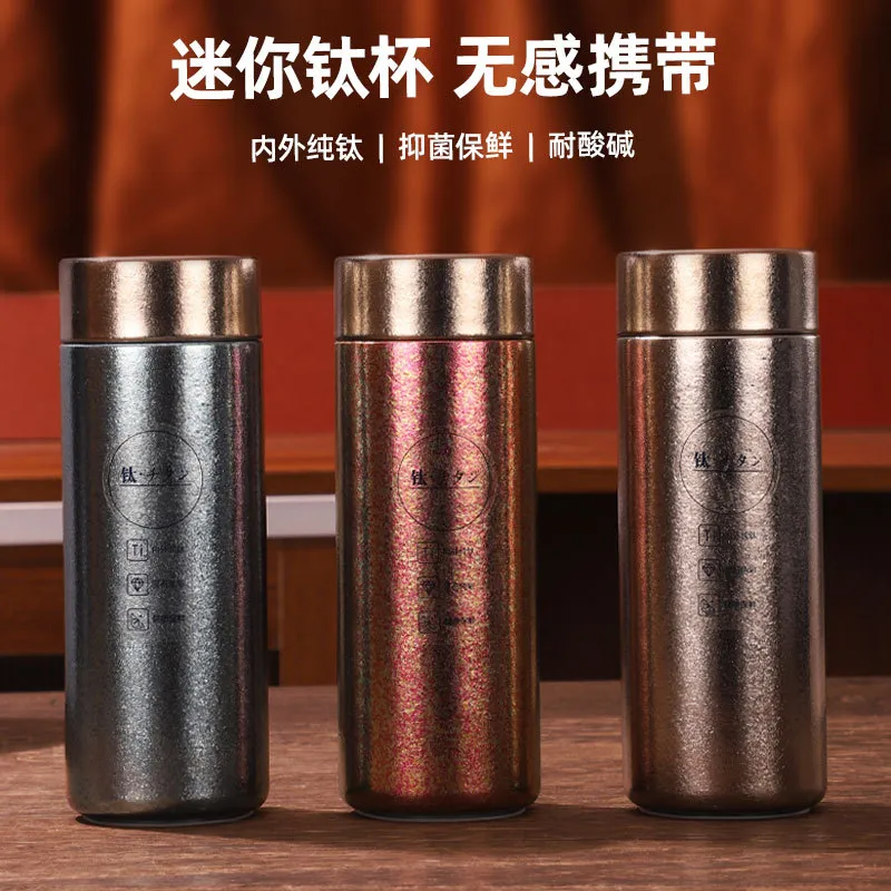 高档迷你双层纯钛口袋保温杯高颜值真空全钛泡茶杯办公礼品杯定制