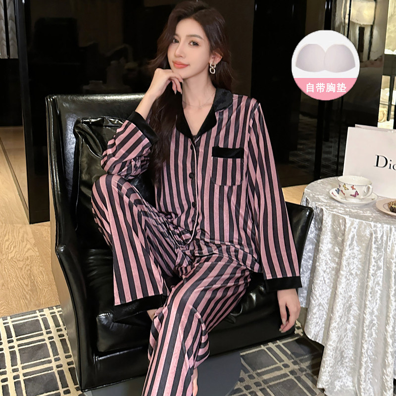 金丝绒睡衣女士春秋季长袖2026新款甜美厚款甜美冬天套装家居服
