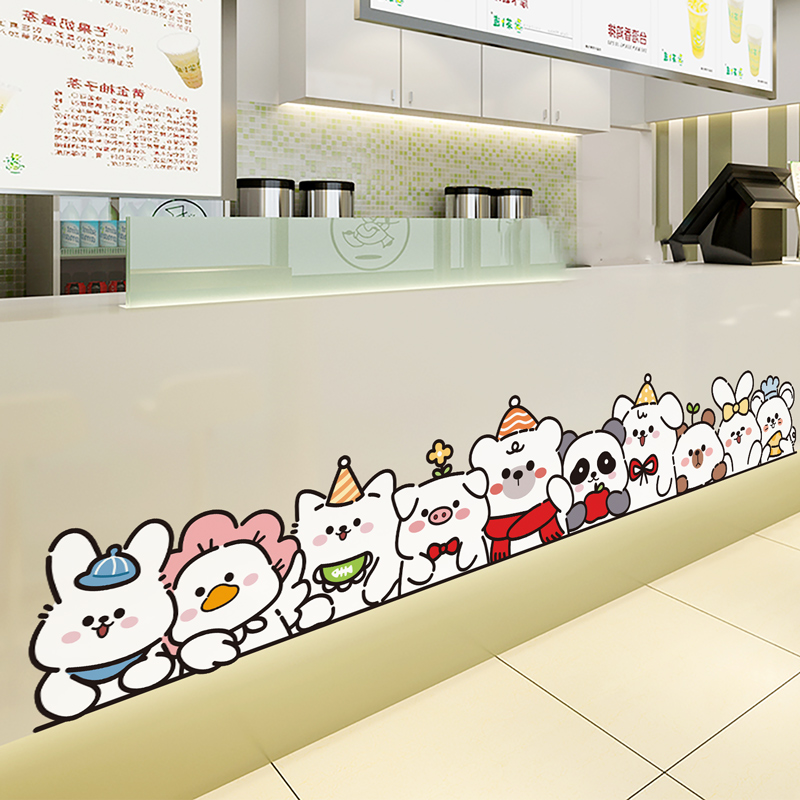 小动物排排队可爱创意装饰墙贴幼儿园走廊过道环创布置自粘墙贴画图片