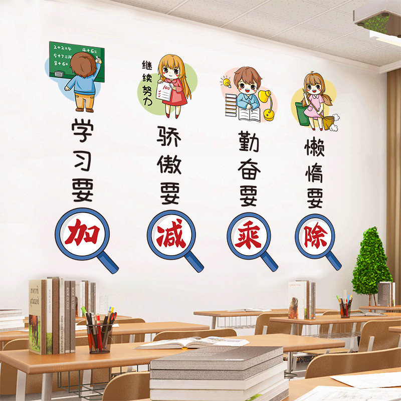 墙贴九个阅读习惯图书室小学