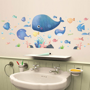 可爱卡通刷牙墙贴画幼儿园卫生y间洗手台浴室墙壁墙面装饰防水贴