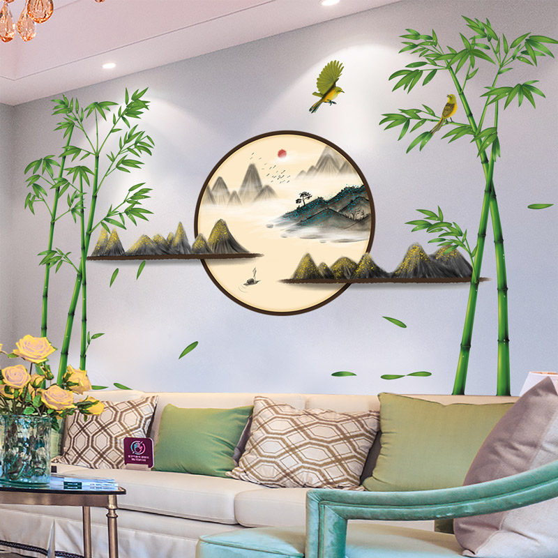 墙贴客厅电视背景墙壁纸书房卧室墙上贴纸装饰中国风贴画墙纸自粘,家居饰品,软装墙贴,淘宝优惠券,粉丝福利购,淘宝优惠卷