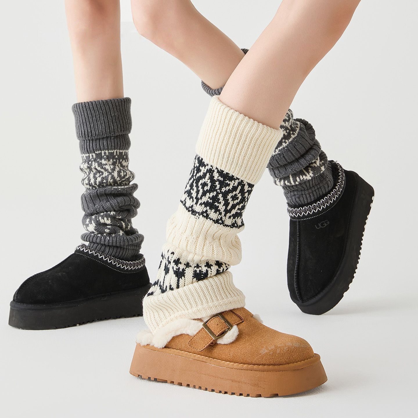 复古费尔岛堆堆袜套秋冬保暖配雪地靴打底裤羊毛加厚灰色小腿套女,女士内衣/男士内衣/家居服,中筒袜,淘宝优惠券,粉丝福利购,淘宝优惠卷