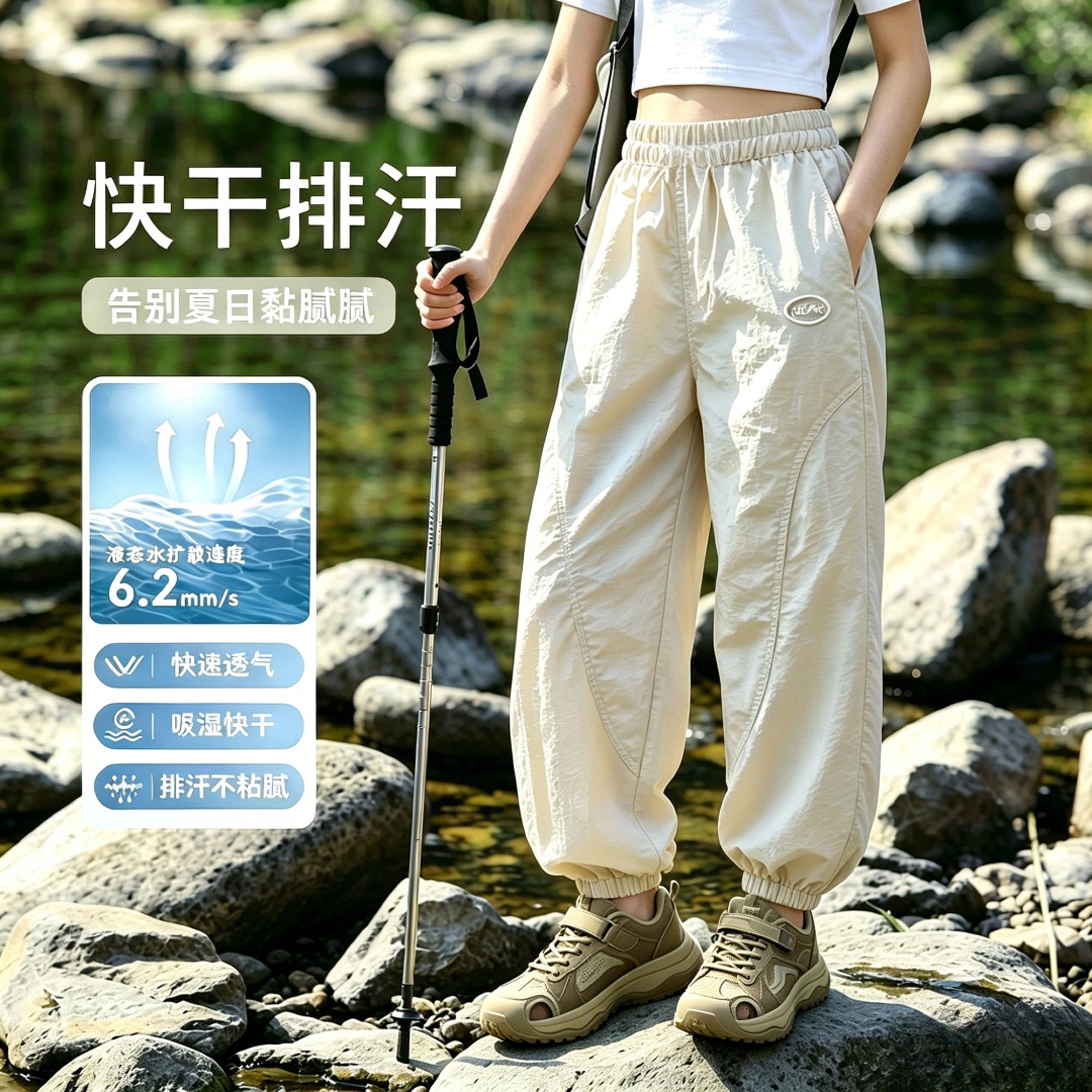 女童运动速干裤夏季薄款防蚊裤子图片