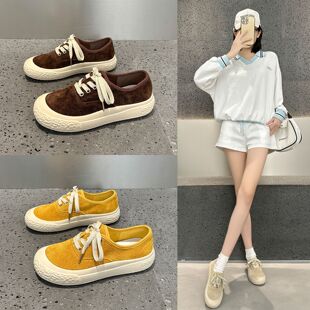 2026年春季新款女鞋厚底学院风头层牛皮鞋子百搭透气休闲运动板鞋