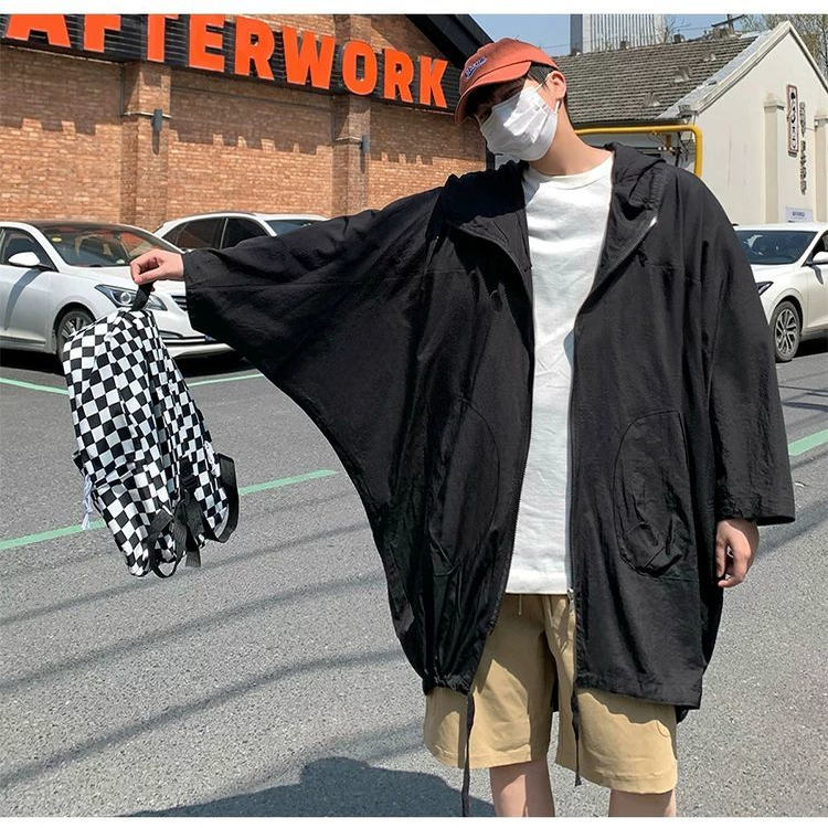 加大码300斤男款oversize蝙蝠袖防晒衣夹克宽松连帽外套显瘦上衣2