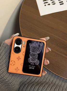 适用 OPPO findn2flip手机壳新款皮质全包潮牌奢华女款findn3flip防摔高档折叠屏商务男士情侣创意个性保护壳