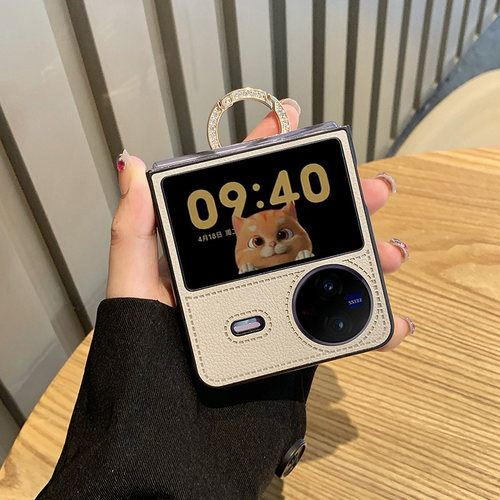 vivoxflip高档皮纹指环扣保护壳