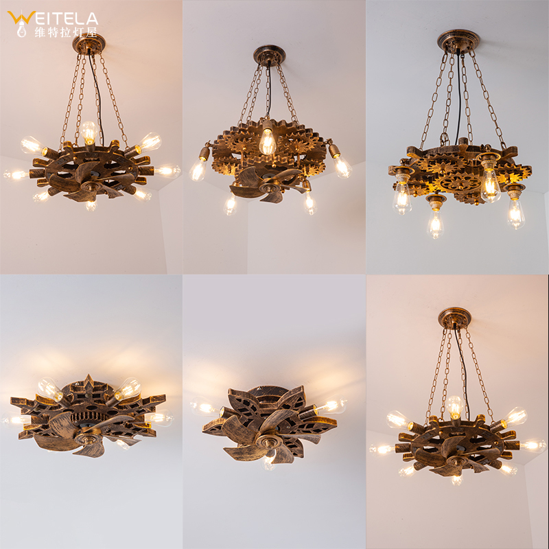 Loft工业风齿轮吊扇灯