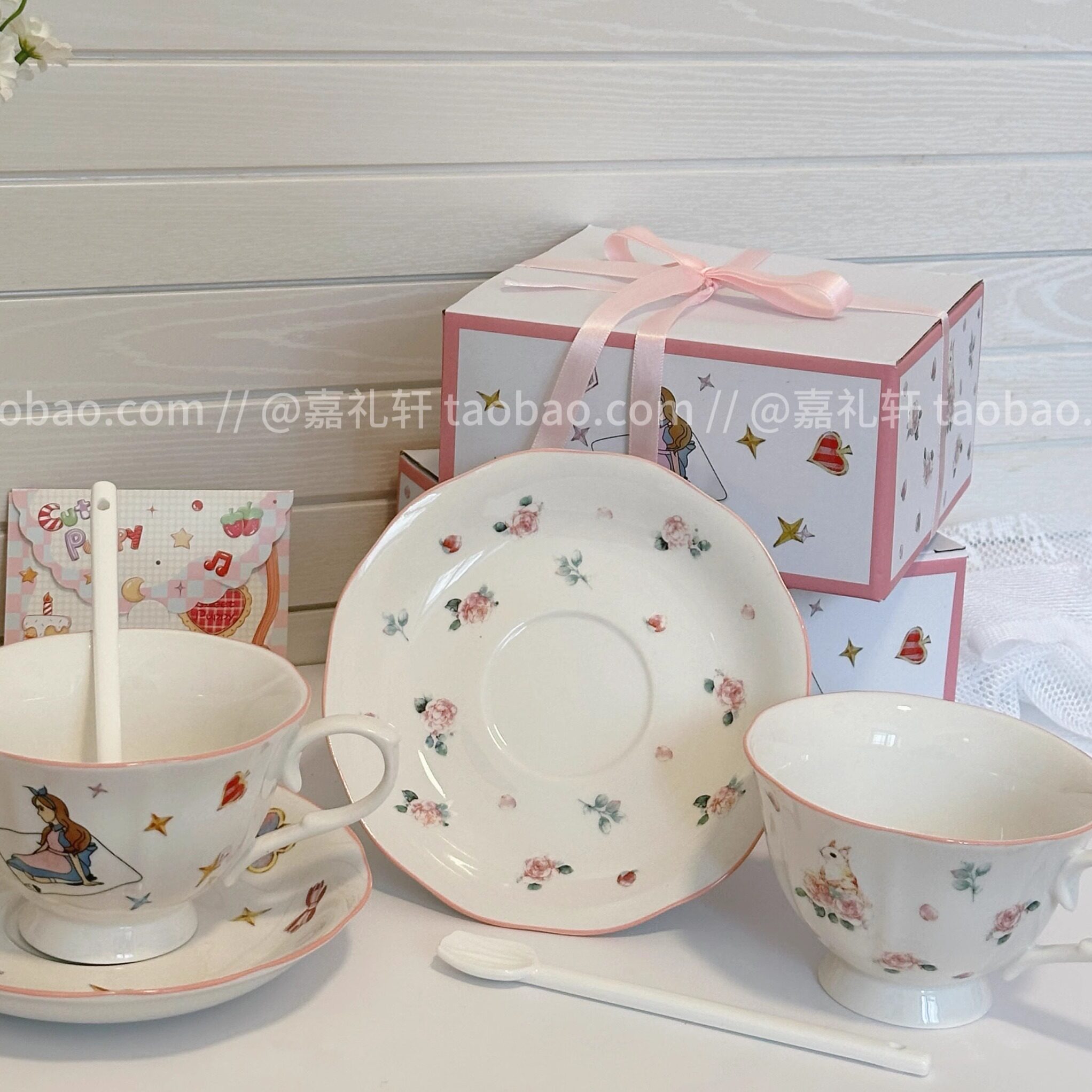 法式公主咖啡杯碟套装ins兔子陶瓷下午茶具生日伴手礼送女友闺蜜