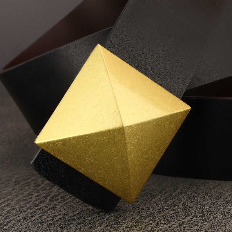 2023皮带男士真皮方形平滑扣腰带时尚光面宽潮韩版个性理发师裤带