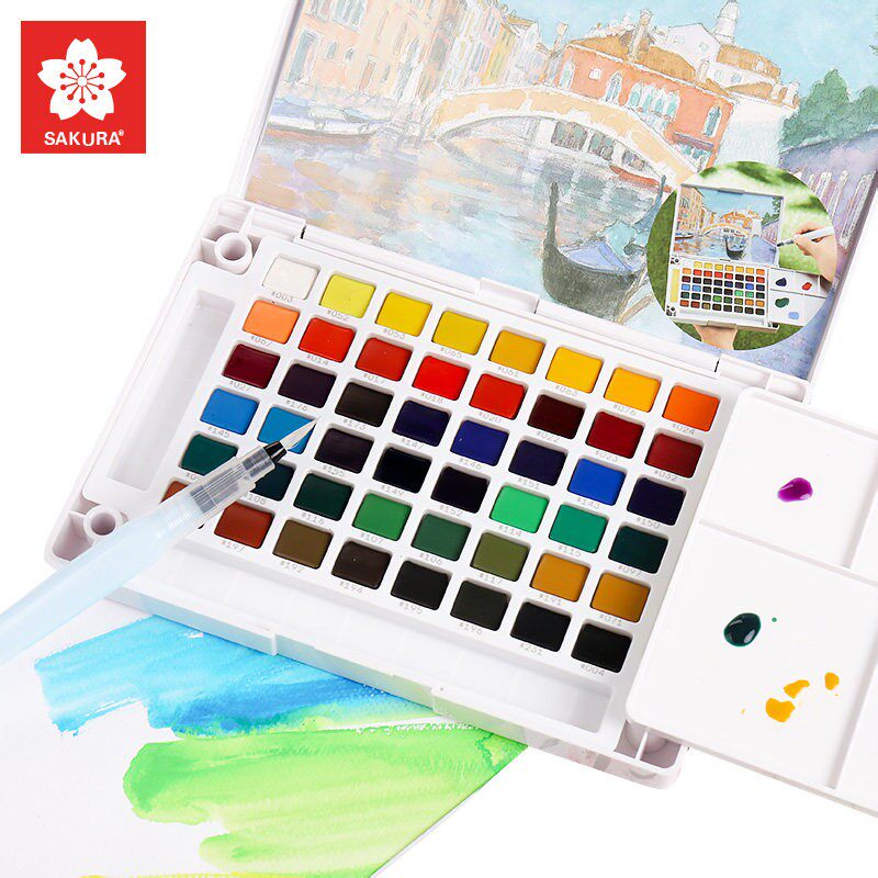 樱花固体水彩颜料泰伦斯24色36色48色美术专业级浓缩固体手绘套装