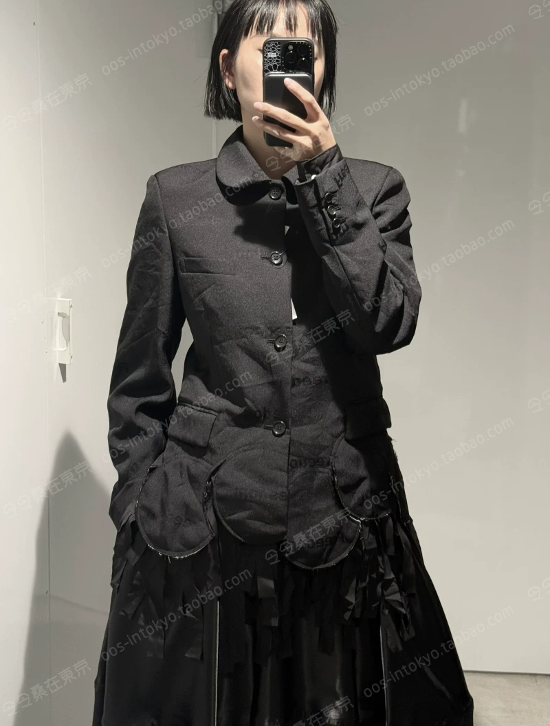 Японский закупочный агент CDG Kawakubo Rei BLACK 26SS полиэстер необработанный срез низа круглый воротник куртка