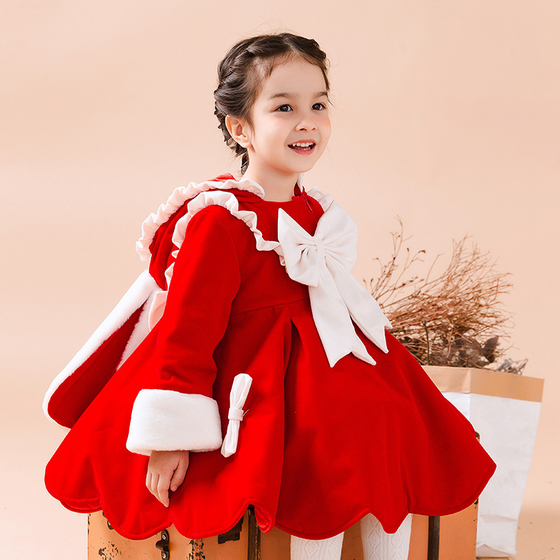 2021冬季新款女童洛丽塔Lolita年装中小童可爱兔耳朵加绒外套