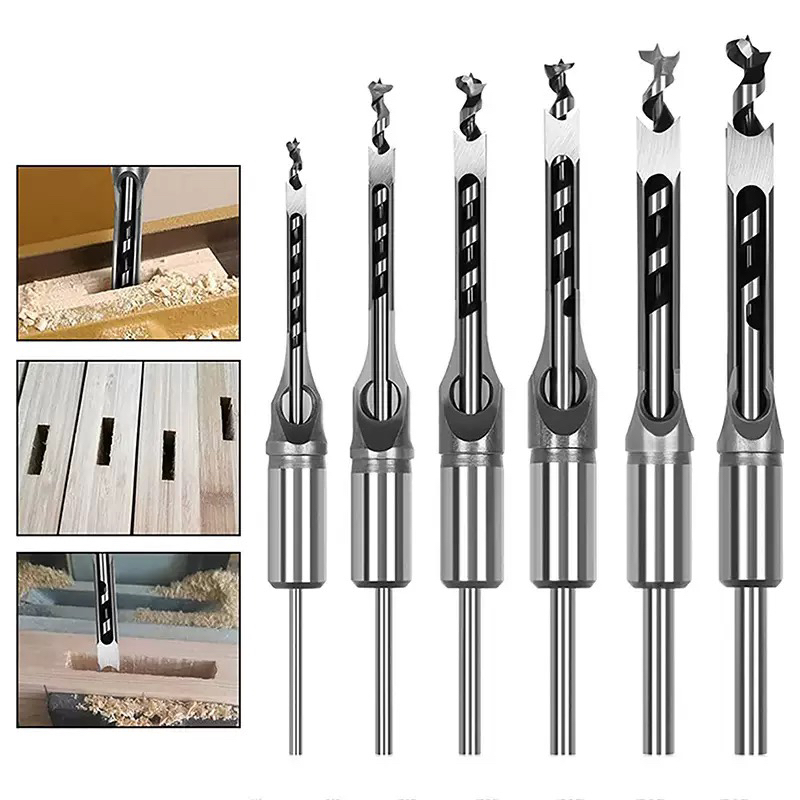 7件套木工方孔钻头 方榫钻 方孔开孔钻 方眼钻 6mm至30mm沙拉钻头