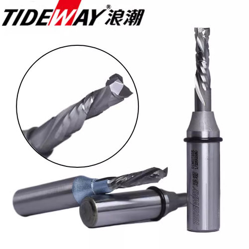 浪潮工业级双贴面开料刀 雕刻机开槽刀 三刃螺旋切割刀 高光铣刀