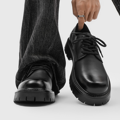 大头皮鞋男款2025新款冬季休闲鞋