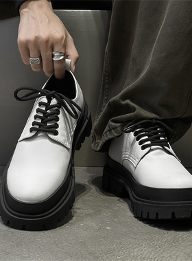 新款皮鞋男士英伦风商务正装高级感德比鞋男厚底增高黑色休闲男鞋