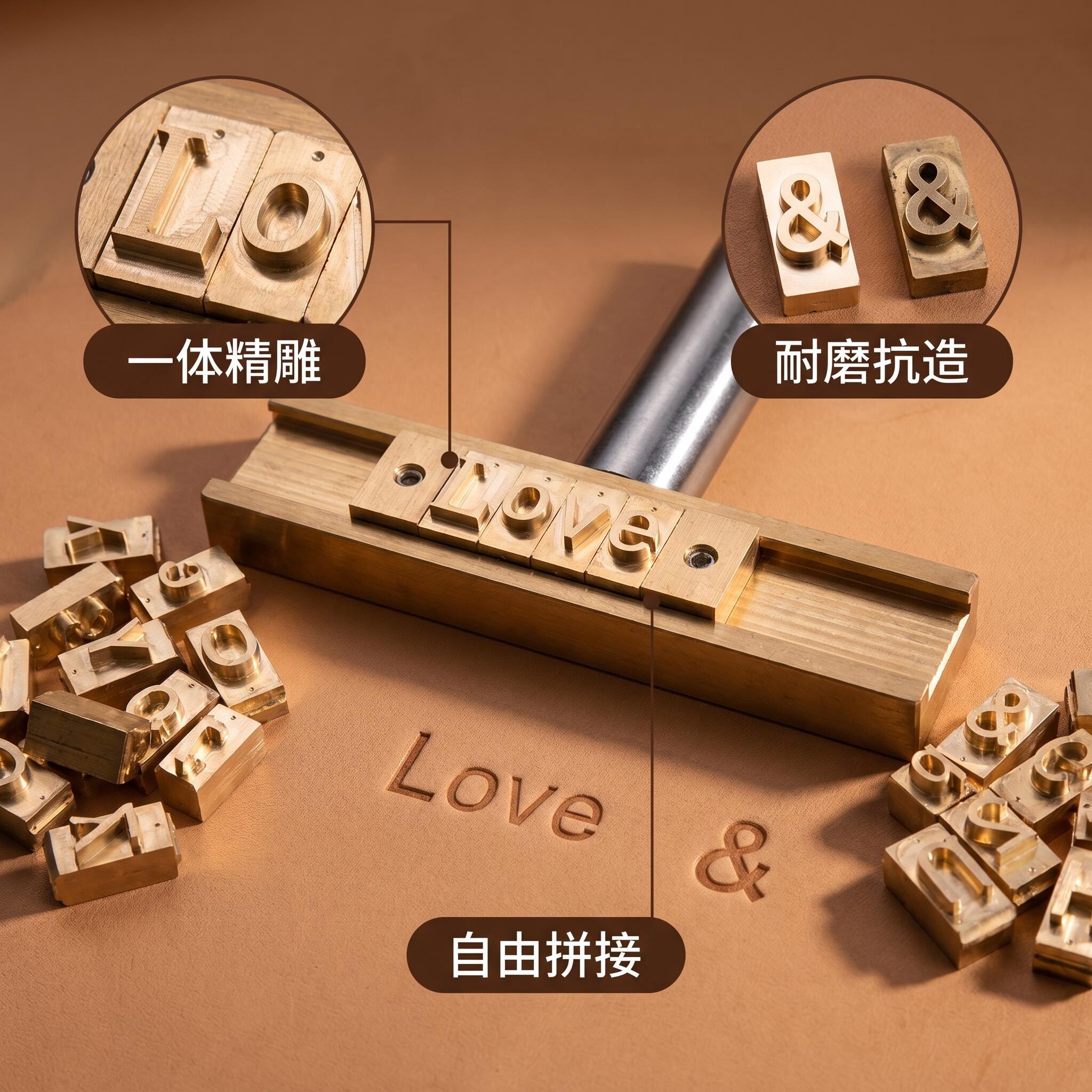 活字铜模定制皮革压印烫金烙印模具金属字钉手工雕刻字块排版DIY