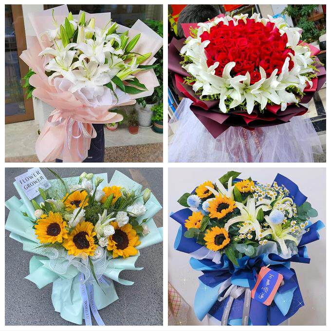 雅安市雨城名山区荥经汉源县鲜花店同城配送老婆香水百合玫瑰花束