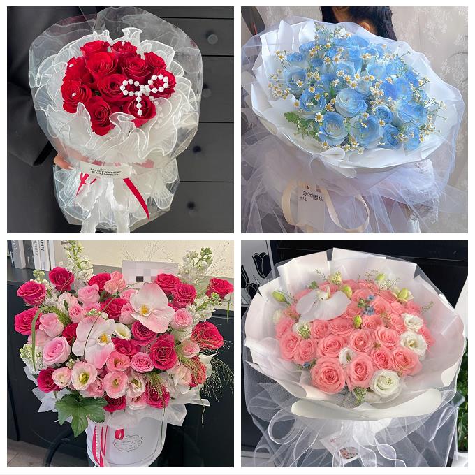 兴安盟乌兰浩特阿尔山市突泉鲜花店卡布碎冰蓝紫玫瑰花束同城配送