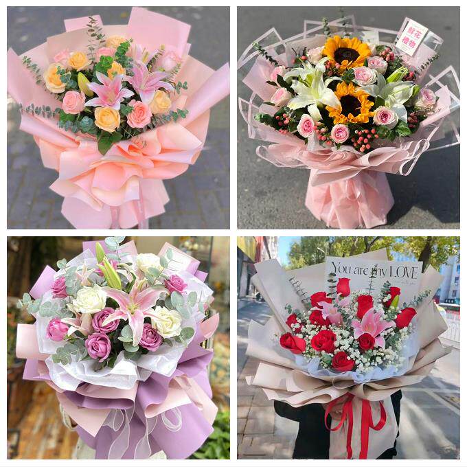 烟台市长岛县龙口莱阳莱州市鲜花店同城配送老婆香水百合玫瑰花束