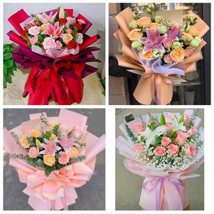 重庆市涪陵区马鞍江北江东街鲜花店同城配送老婆香水百合玫瑰花束
