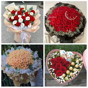 天津河北区光复道望海楼鸿顺里同城鲜花店订33朵玫瑰送情人女朋友