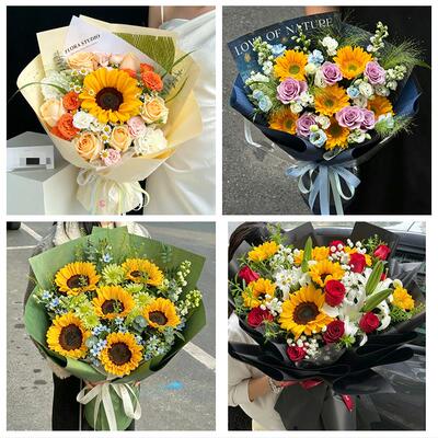 送扬州市广陵区邗江区江都区同城鲜花店成人礼高考向日葵玫瑰花束