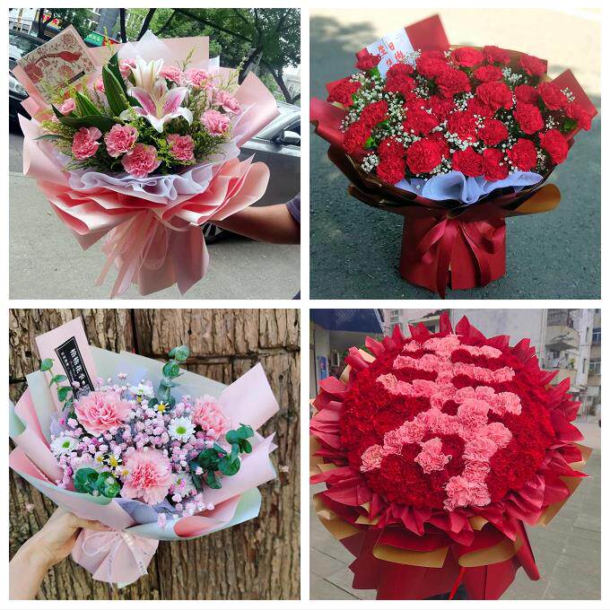 送济南市历下区市中区槐荫区同城鲜花店38节送长辈女士康乃馨百合