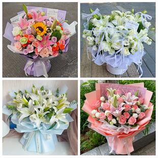荆门东宝掇刀区京山沙洋钟祥鲜花店同城配送朋友生日玫瑰百合花束