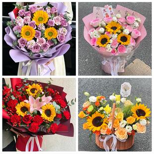 十堰市茅箭张湾郧阳区郧西县同城鲜花店父亲节向日葵花束男士生日