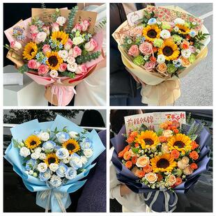 送白银市白银区平川区靖远县同城鲜花店成人礼高考向日葵玫瑰花束