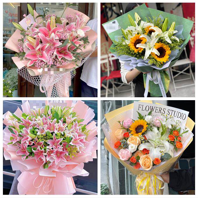 山东烟台长岛县龙口莱阳莱州市鲜花店同城送玫瑰香水百合生日花束